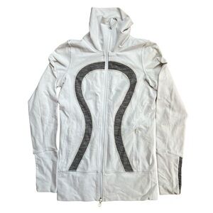 Lululemon - Full Zip Long Sleeve Large Logo “In Stride” Jacket- White - 4